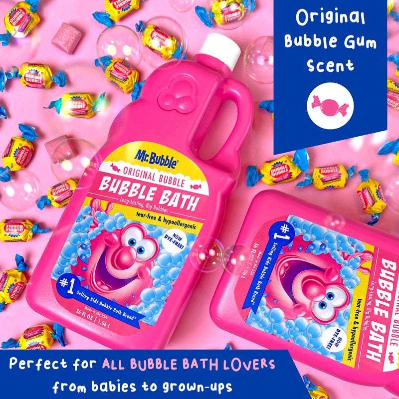 Mr. Bubble Original Bubble Bath - Hypoallergenic, Tear Free Bubble Bath Solution Makes Big Long Lasting Bubbles for Kids, Toddlers and Adults (Pack of 2 Bottles, 36 fl oz Each) - Image 4